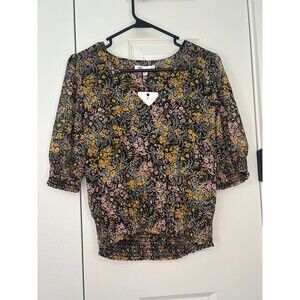 DR2 BY DANIEL RAINN Smocked Elbow Sleeve Blouse NWT women’s Size Small S